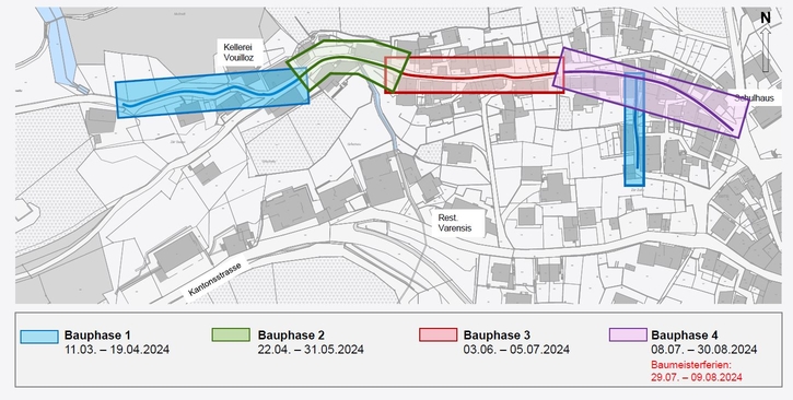 Plan der Bauphasen Oberdorfstrasse
